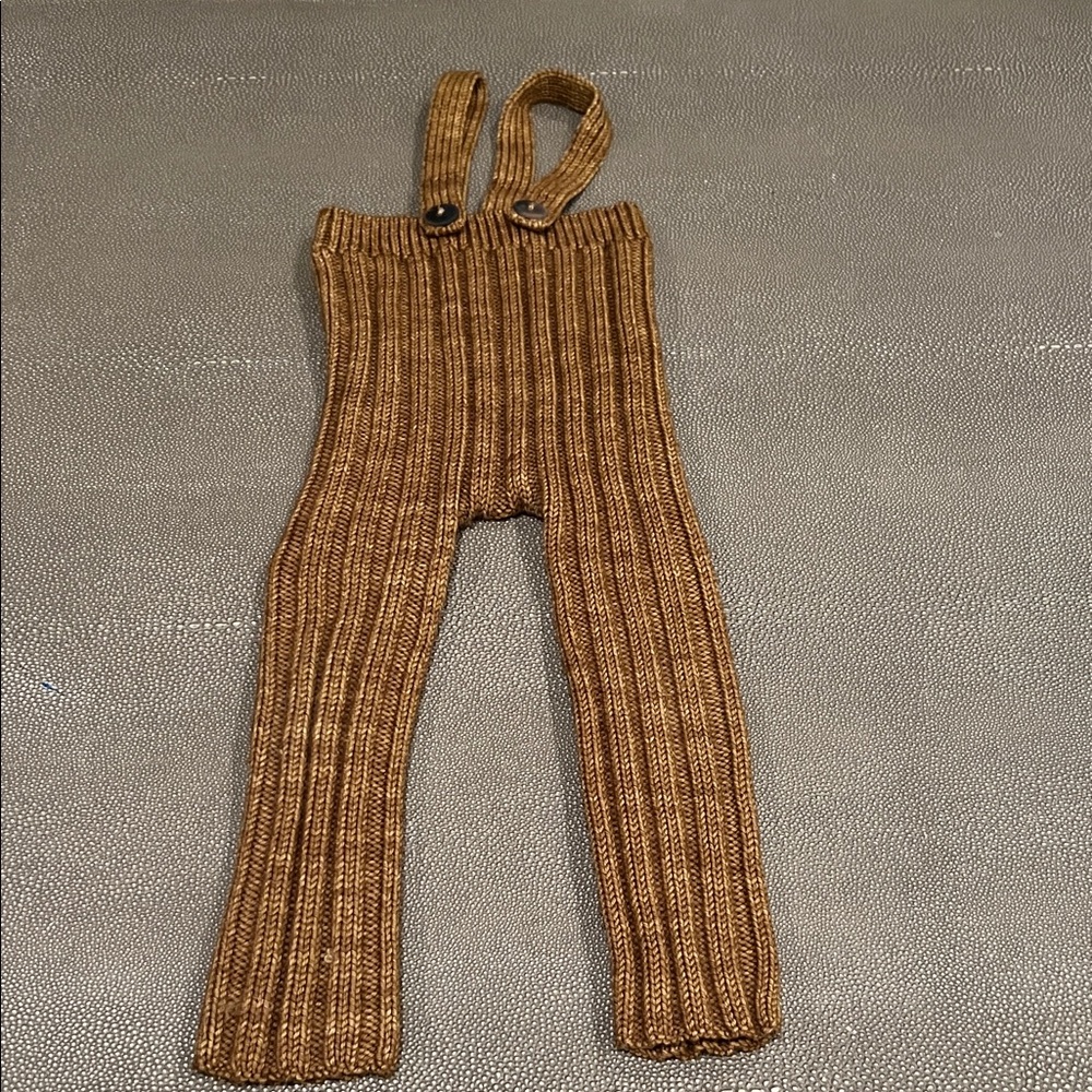 Misha And Puff Brown Knit Kids Longies Overalls